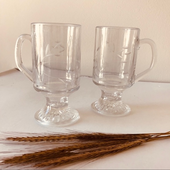 2 Vintage Cut Glass Coffee Mugs - Picture 7 of 8